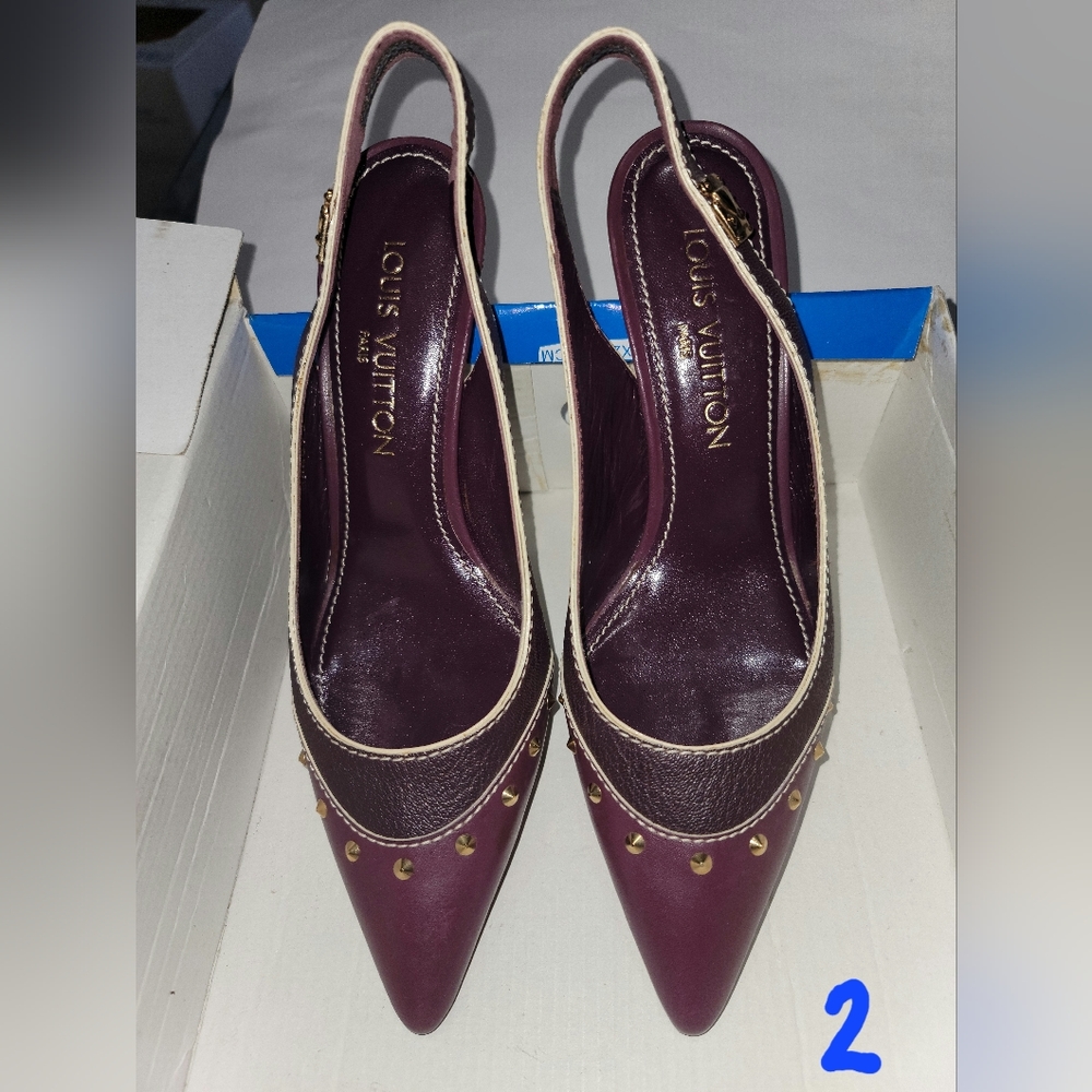 Genuine Louis Vuitton almost new leather formal 7.5 narrow maroon? - Picture 2 of 4